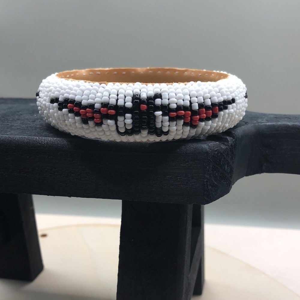 Native American Thunderbird Seed Beaded bangle Bracelet Handmade Handcrafted